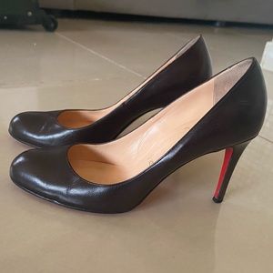 Christian Louboutin Dark Brown Round Toe Heels, 38EU (7 to 8 US size)